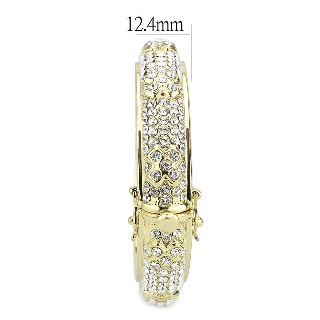LO4339 - Gold Brass Bangle with Top Grade Crystal  in Clear-3