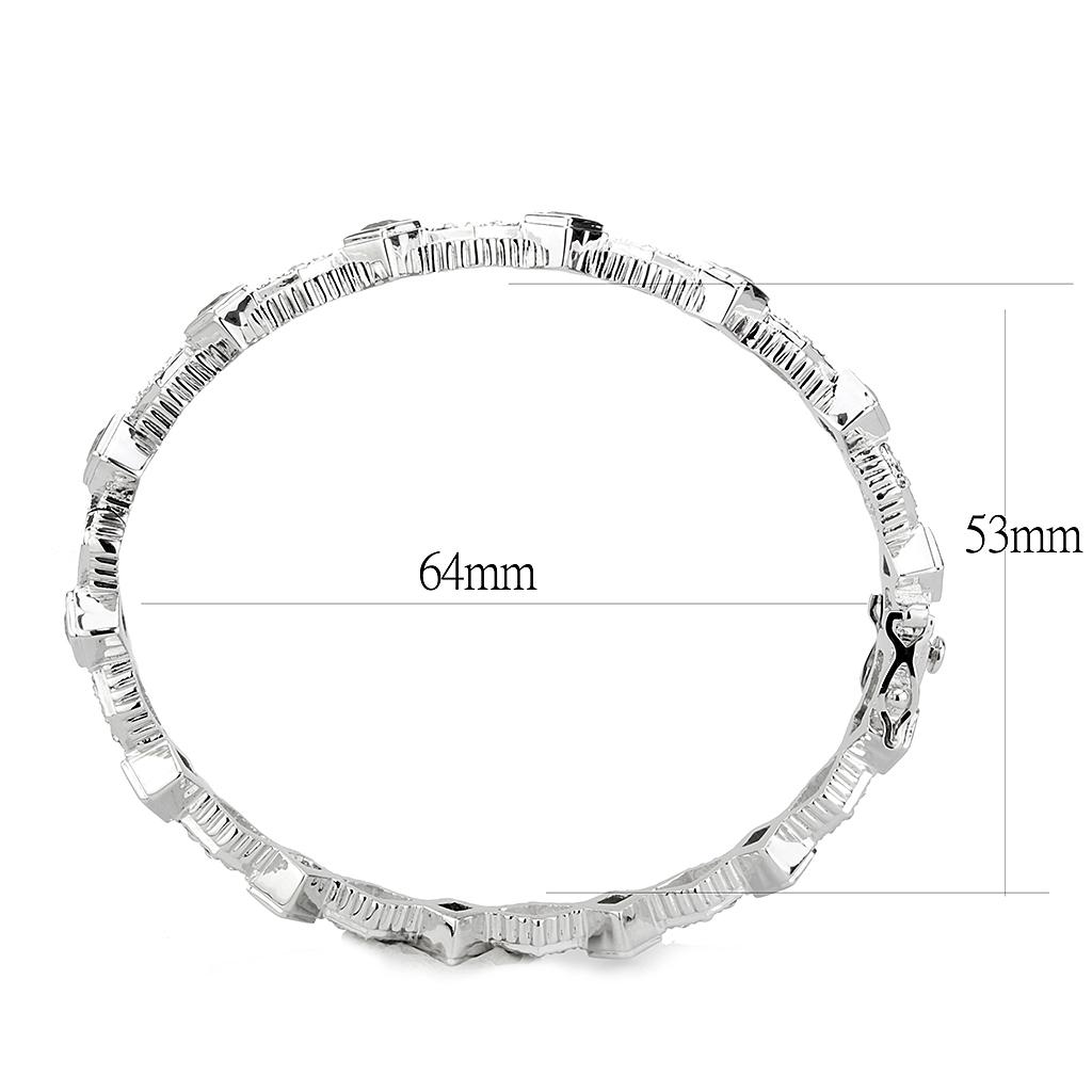 LO4340 - Rhodium Brass Bangle with Synthetic  in Gray-2
