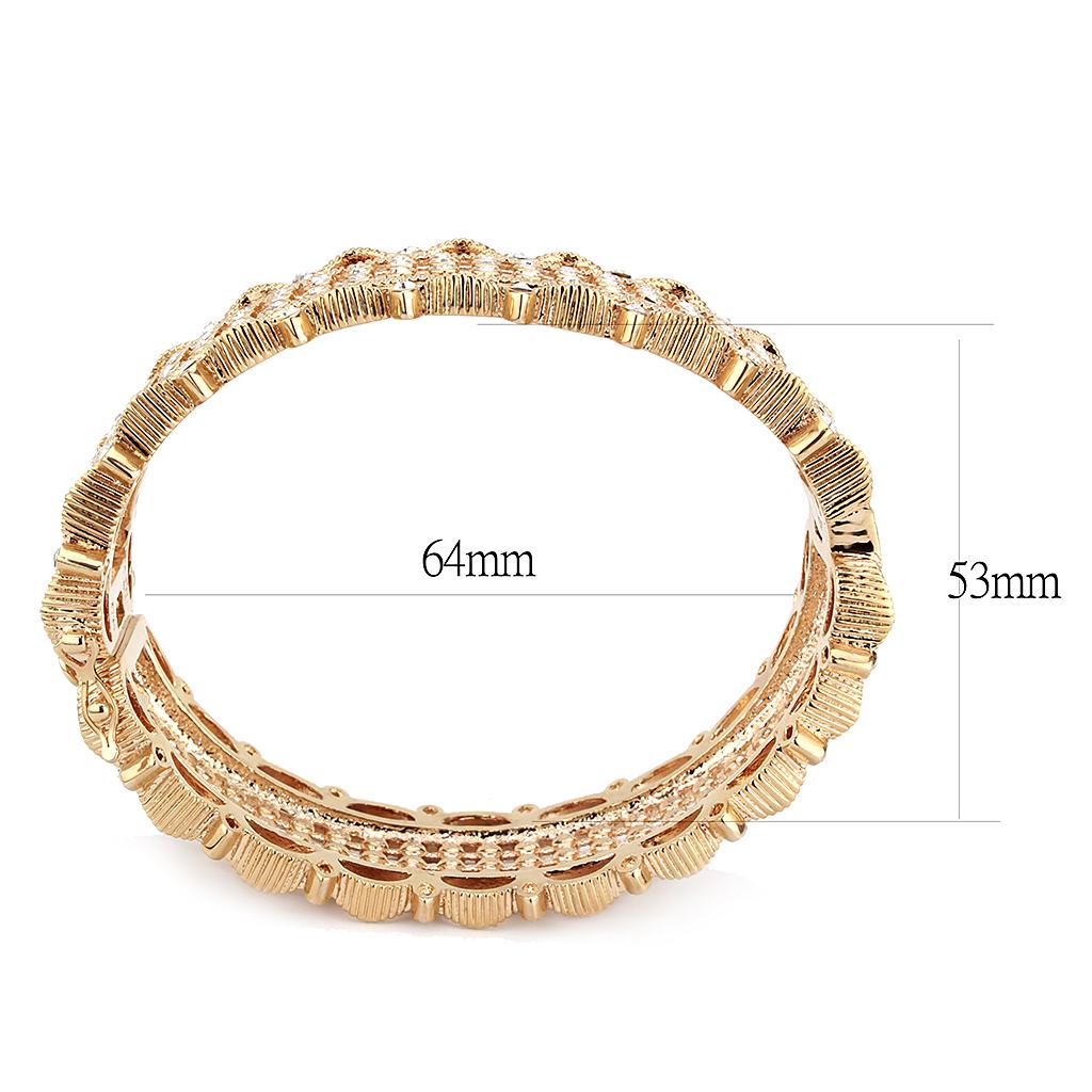 LO4344 - Rose Gold Brass Bangle with Top Grade Crystal  in Clear-2