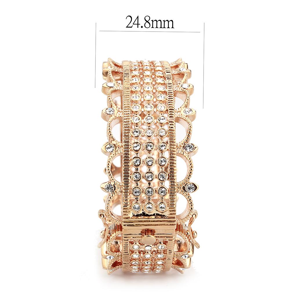 LO4344 - Rose Gold Brass Bangle with Top Grade Crystal  in Clear-3