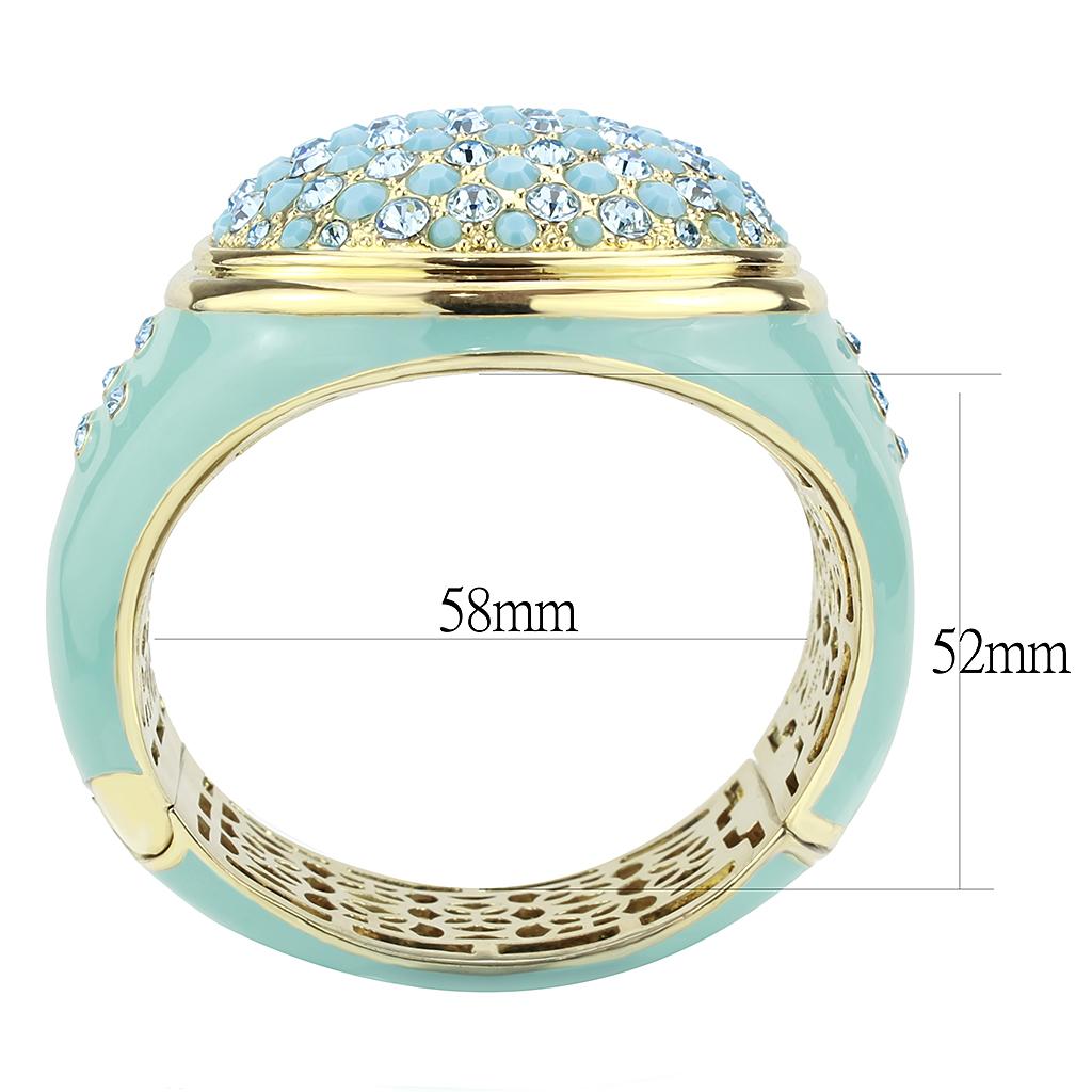 LO4350 - Gold Brass Bangle with Top Grade Crystal  in Multi Color-2