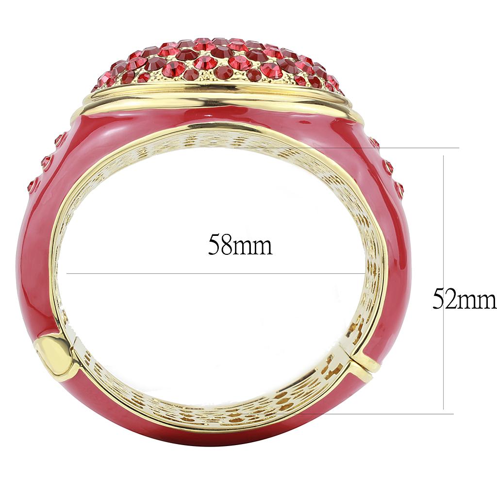 LO4351 - Gold Brass Bangle with Top Grade Crystal  in Multi Color-2