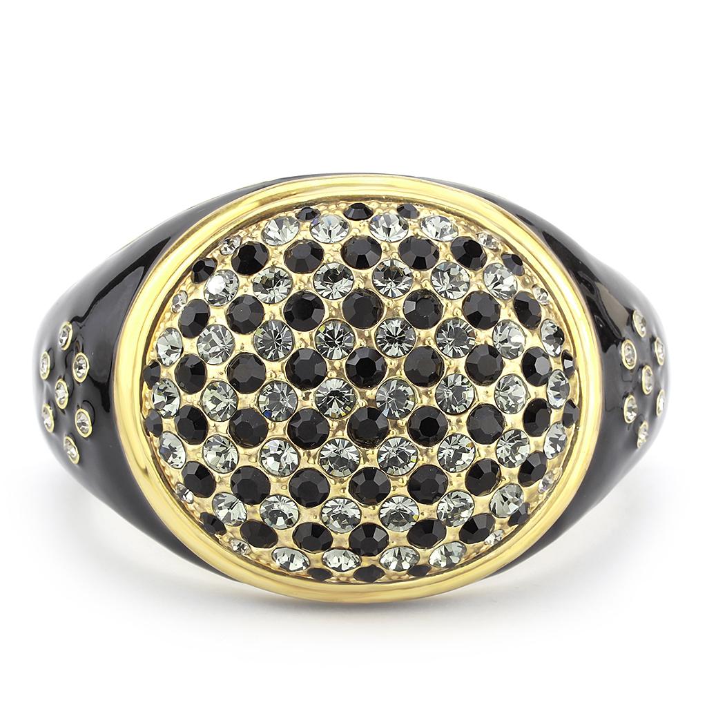 LO4352 - Gold Brass Bangle with Top Grade Crystal  in Multi Color-1