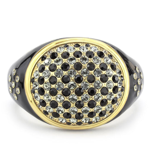 LO4352 - Gold Brass Bangle with Top Grade Crystal  in Multi Color-1