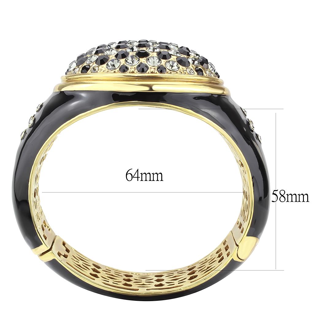 LO4352 - Gold Brass Bangle with Top Grade Crystal  in Multi Color-2