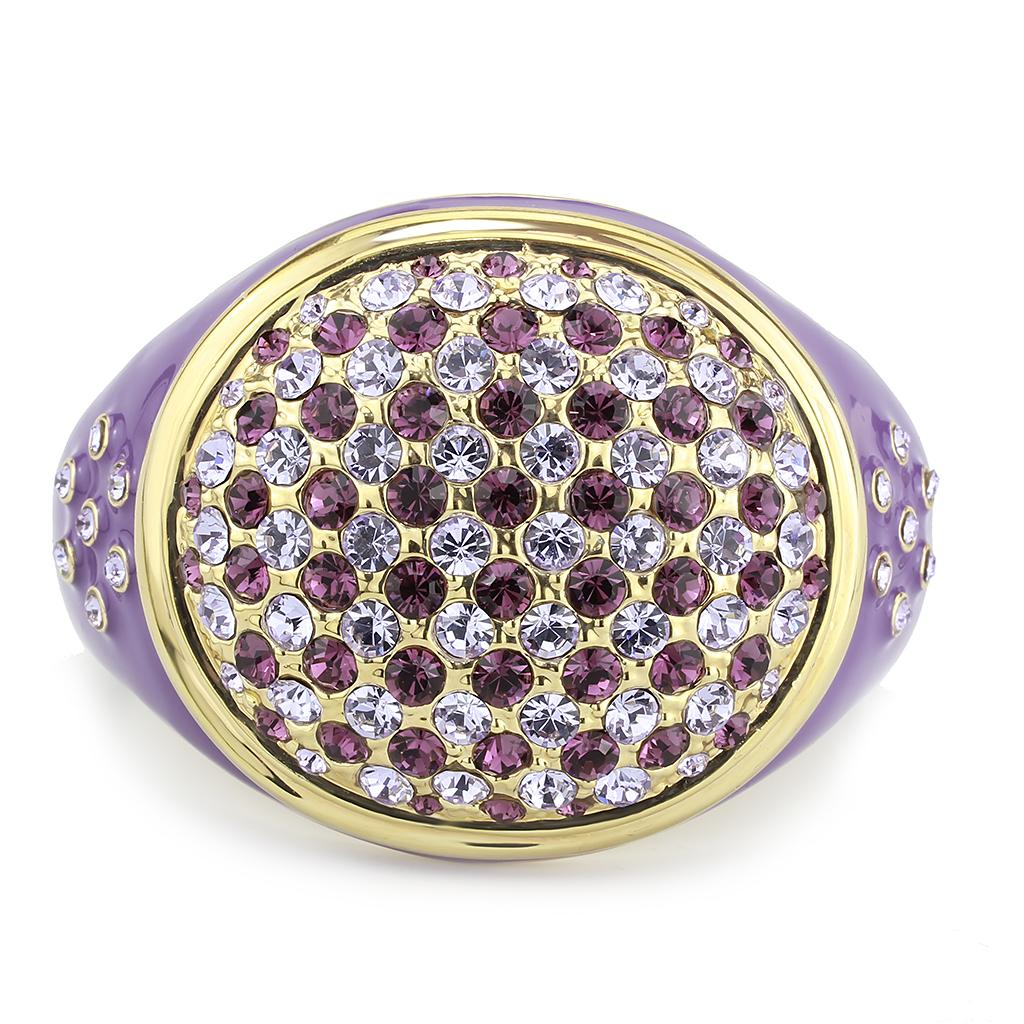 LO4353 - Gold Brass Bangle with Top Grade Crystal  in Multi Color-1