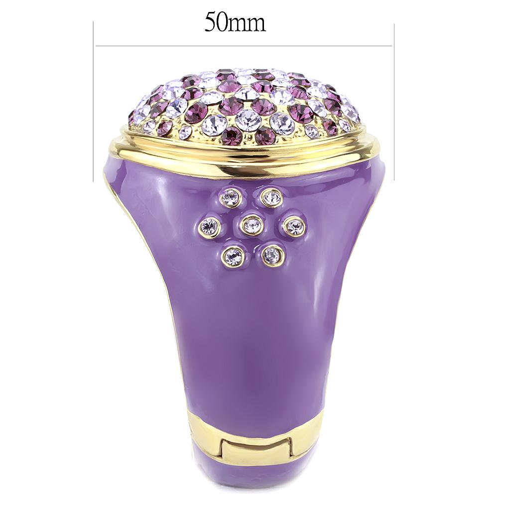 LO4353 - Gold Brass Bangle with Top Grade Crystal  in Multi Color-3