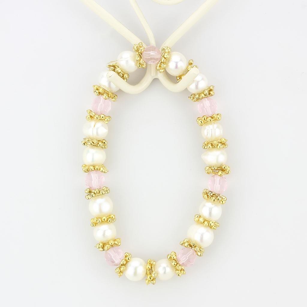 LO4655 - Antique Silver White Metal Bracelet with Synthetic Pearl in Rose-1