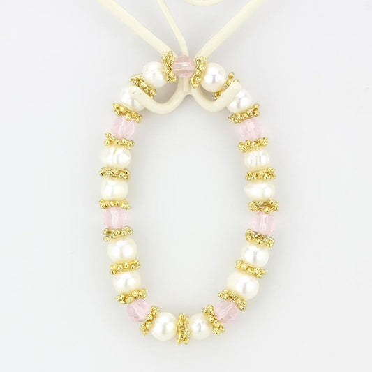 LO4655 - Antique Silver White Metal Bracelet with Synthetic Pearl in Rose-1