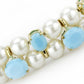 LO4661 - Gold Brass Necklace with Synthetic Glass Bead in White-1