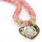 LO4662 - Antique Copper White Metal Necklace with Synthetic Synthetic Glass in Light Peach-1