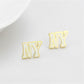 LO4666 - Gold Brass Earrings with Epoxy  in White-2