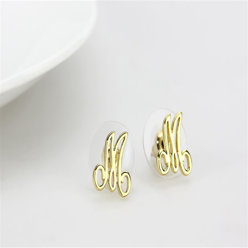 LO4667 - Flash Gold Brass Earrings with No Stone-2