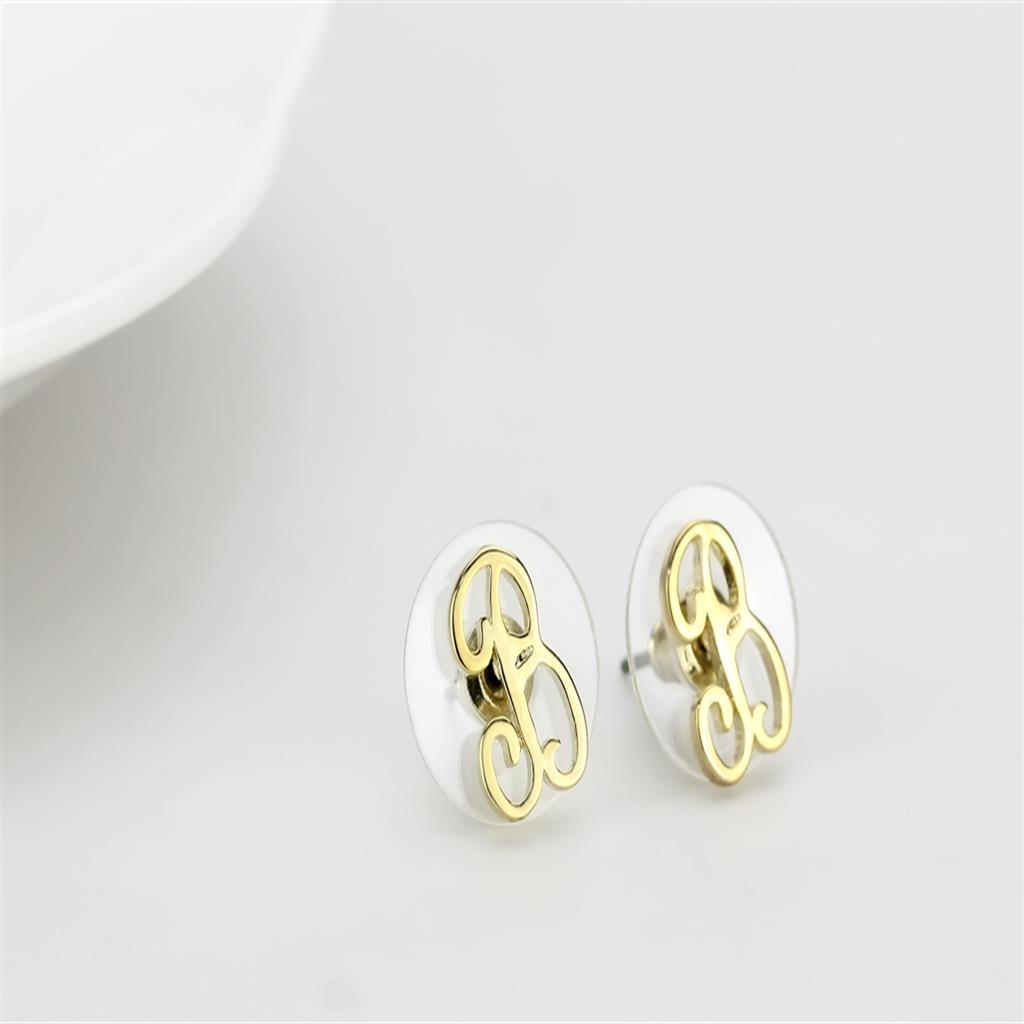 LO4669 - Flash Gold Brass Earrings with No Stone-2