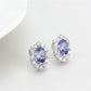 LO4674 - Rhodium Brass Earrings with Synthetic Synthetic Glass in Tanzanite-2