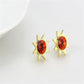 LO4675 - Gold Brass Earrings with Top Grade Crystal  in Orange-2