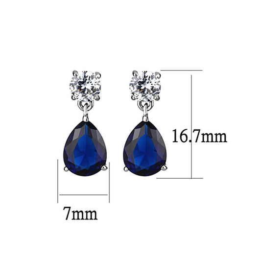 LO4684 - Rhodium Brass Earrings with Synthetic Synthetic Glass in Montana-1