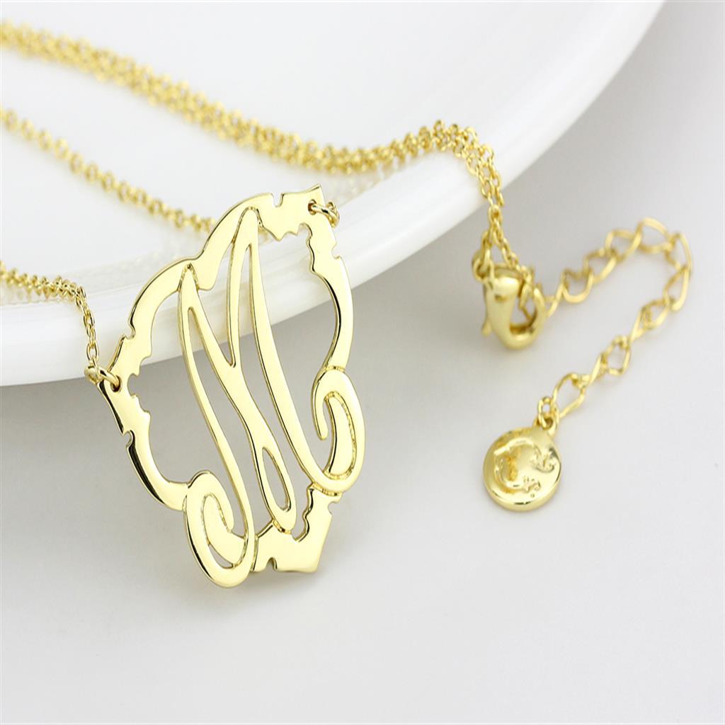 LO4688 - Flash Gold Brass Necklace with No Stone-3