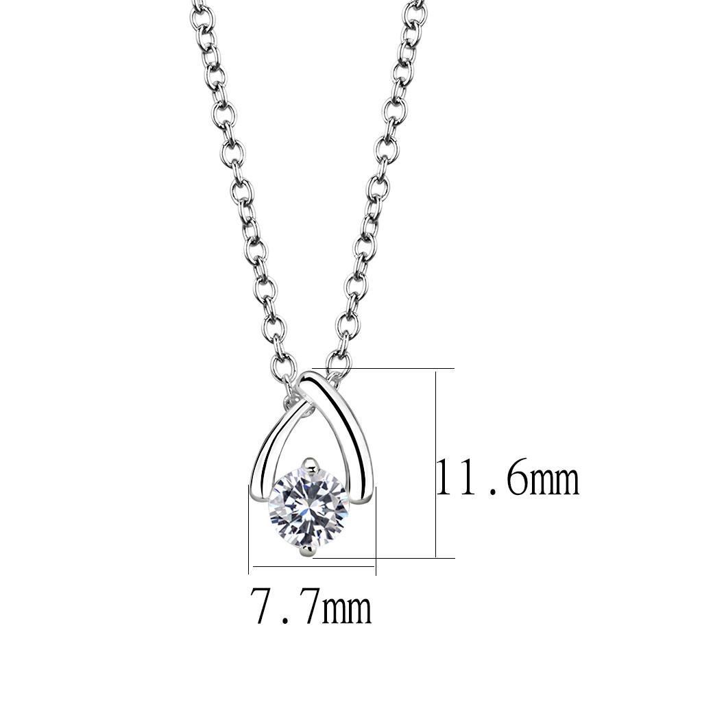 LO4692 - Silver+ e-coating Brass Chain Pendant with AAA Grade CZ  in Clear-1