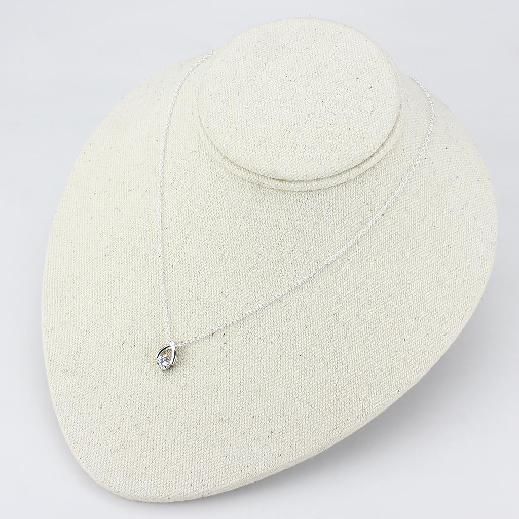 LO4692 - Silver+ e-coating Brass Chain Pendant with AAA Grade CZ  in Clear-3