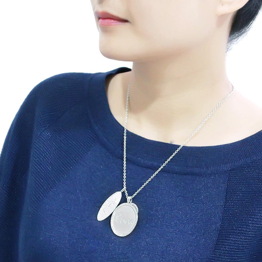 LO4693 - Rhodium+Brushed Brass Necklace with Top Grade Crystal  in Light Amethyst-4