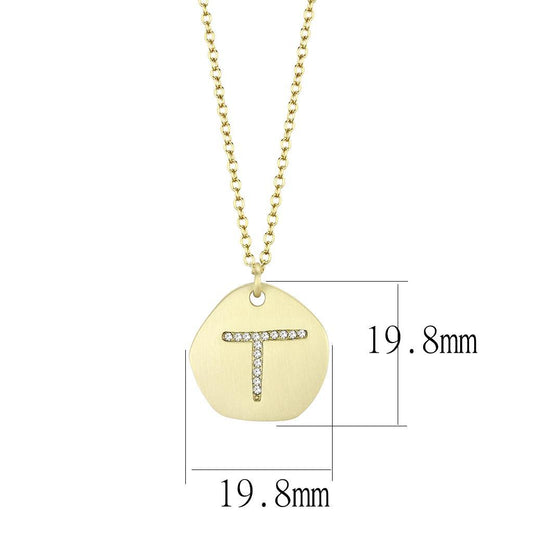 LO4698 - Gold & Brush Brass Chain Pendant with Top Grade Crystal  in Clear-1