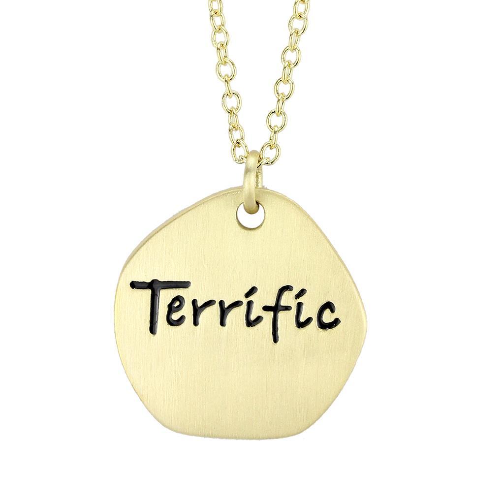 LO4698 - Gold & Brush Brass Chain Pendant with Top Grade Crystal  in Clear-2