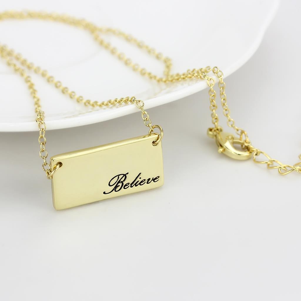 LO4700 - Flash Gold Brass Necklace with Top Grade Crystal  in Clear-2