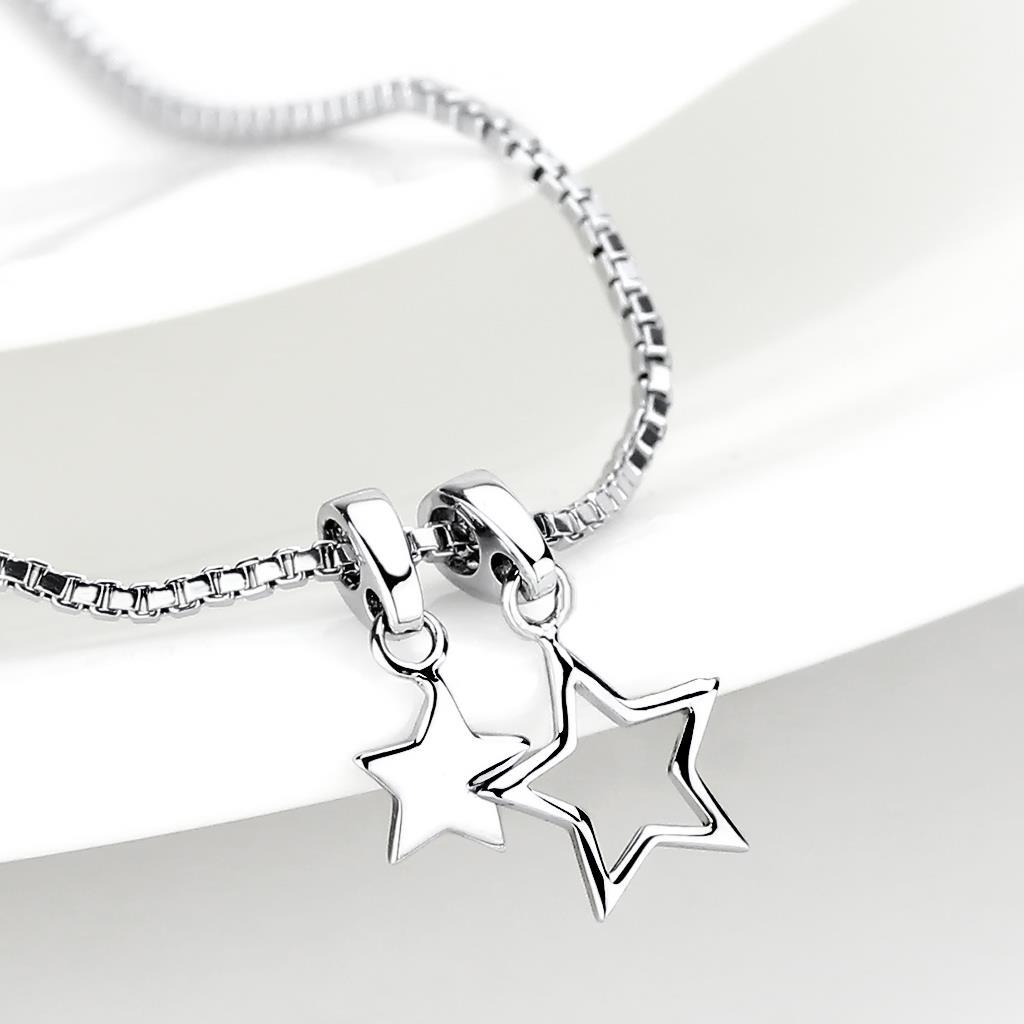 LO4701 - IP rhodium (PVD) Brass Chain Pendant with No Stone-2