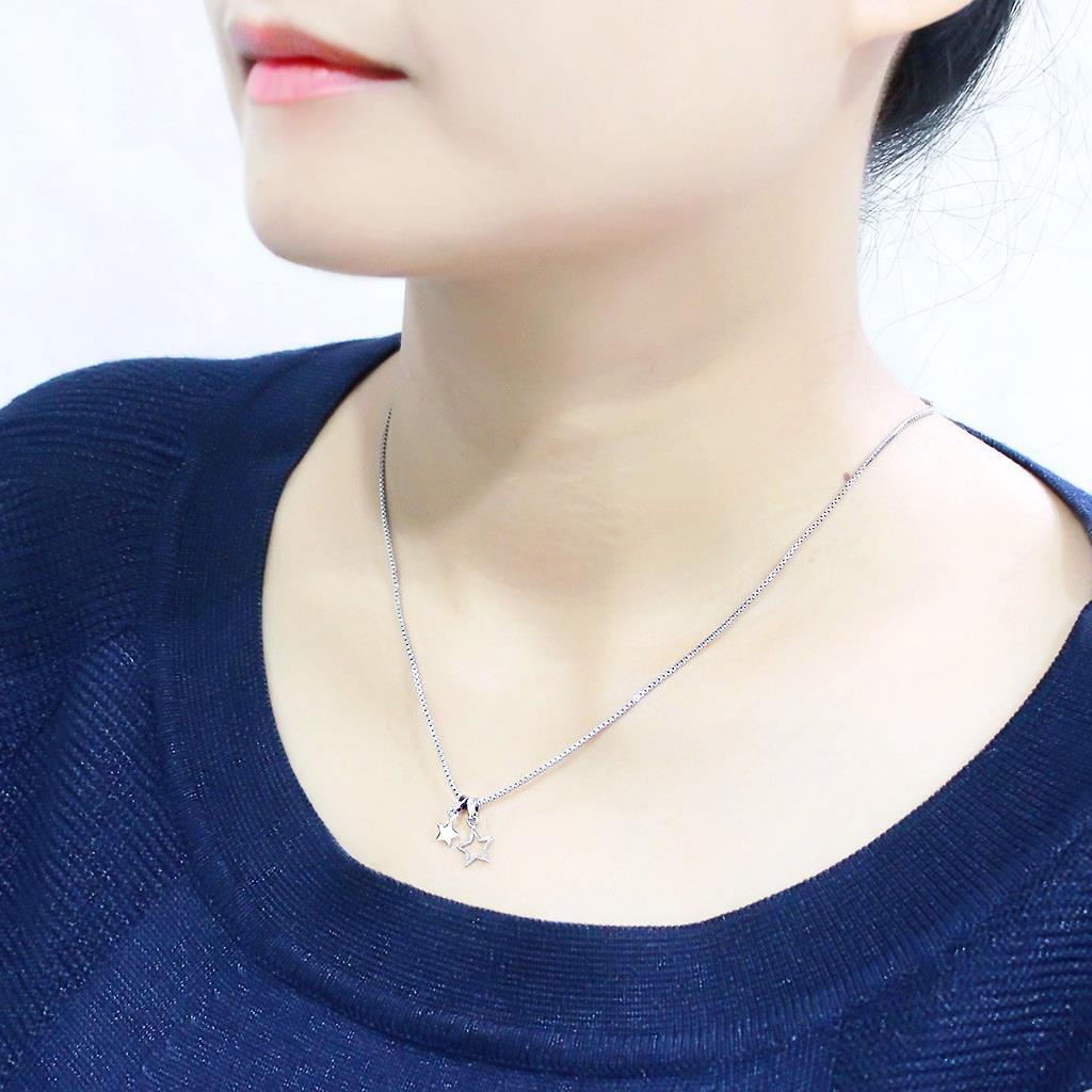 LO4701 - IP rhodium (PVD) Brass Chain Pendant with No Stone-4