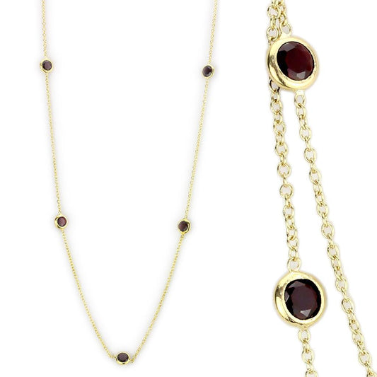 LO4702 - Gold Brass Necklace with AAA Grade CZ  in Garnet-1
