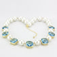 LO4706 - Gold Brass Necklace with Synthetic Synthetic Glass in Sea Blue-2