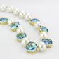 LO4706 - Gold Brass Necklace with Synthetic Synthetic Glass in Sea Blue-3