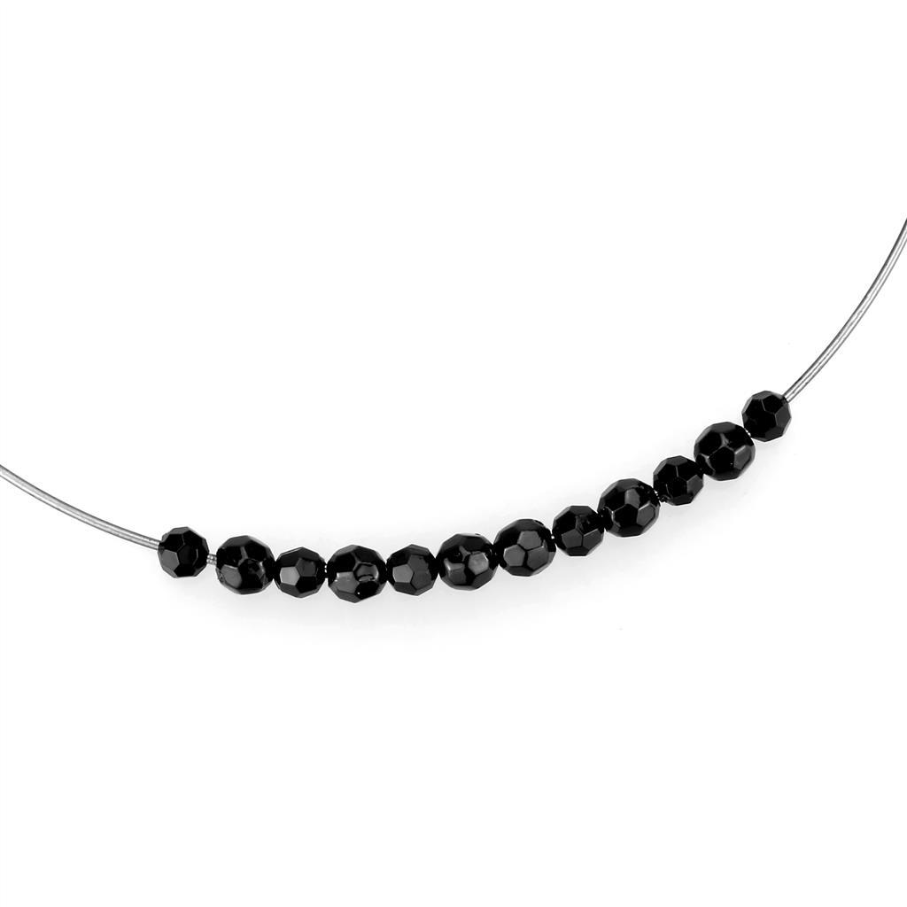 LO4725 - Ruthenium White Metal Necklace with Synthetic Synthetic Glass in Jet-1