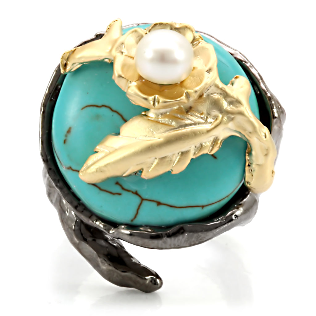 LO4749 - Antique Tone Brass Ring with Assorted in MultiColor-3