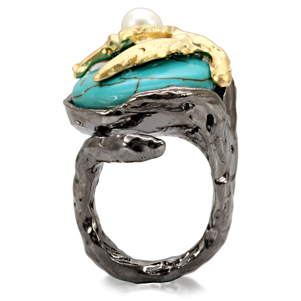 LO4749 - Antique Tone Brass Ring with Assorted in MultiColor-4