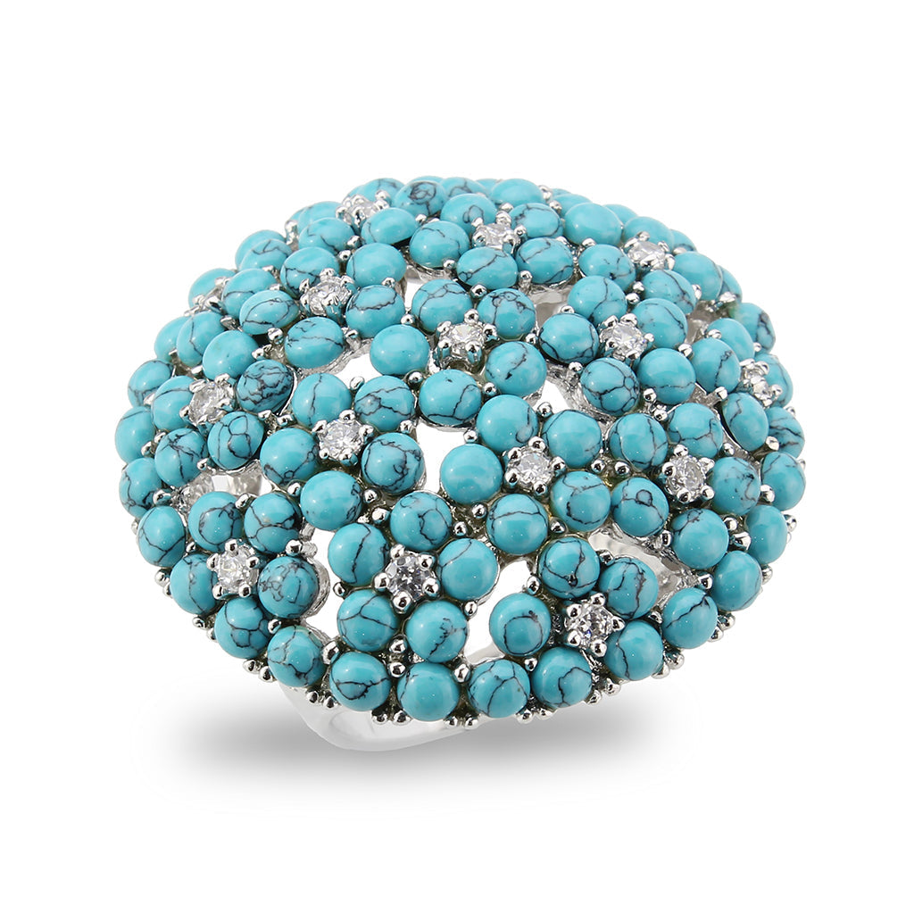 LO4750 - Rhodium Brass Ring with Top Grade Crystal in SeaBlue-3