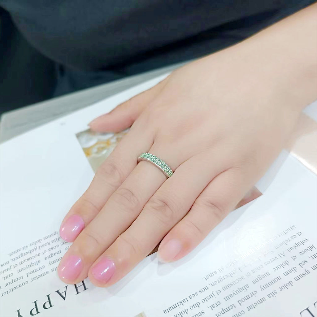 LO4756 - Rhodium Brass Ring with Top Grade Crystal in Peridot-2