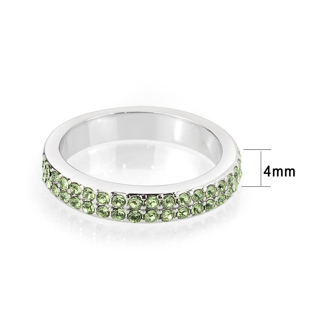 LO4756 - Rhodium Brass Ring with Top Grade Crystal in Peridot-1