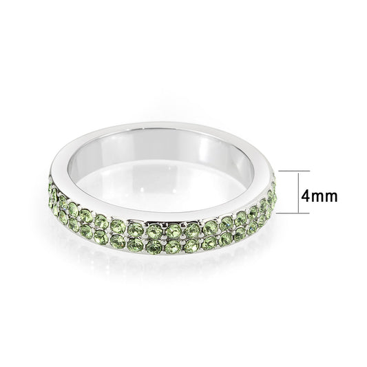 LO4756 - Rhodium Brass Ring with Top Grade Crystal in Peridot-1
