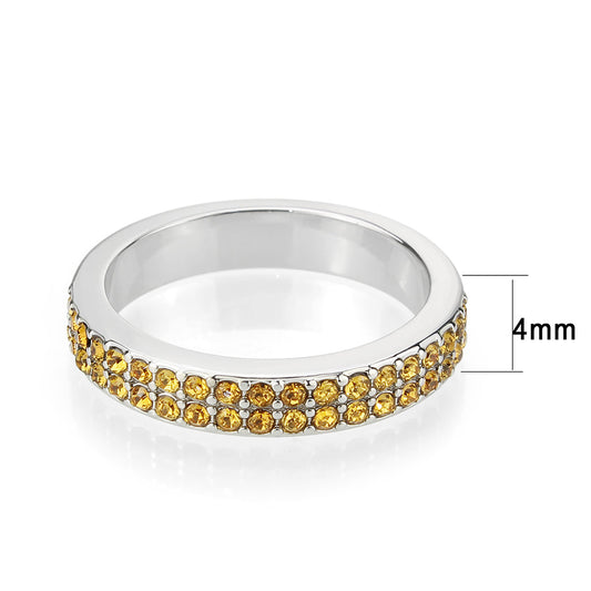 LO4759 - Rhodium Brass Ring with Top Grade Crystal in Topaz-1