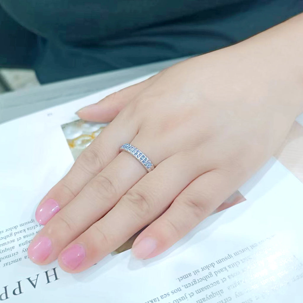 LO4760 - Rhodium Brass Ring with Top Grade Crystal in Aquamarine-2