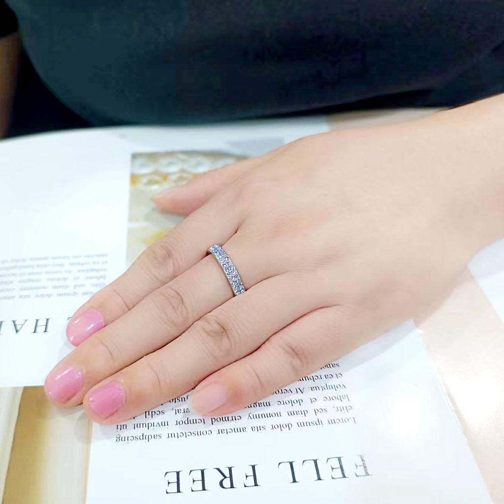 LO4761 - Rhodium Brass Ring with Top Grade Crystal in Tanzanite-2