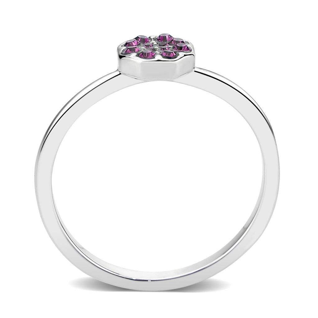 LO4763 - Rhodium Brass Ring with Top Grade Crystal in Amethyst-3