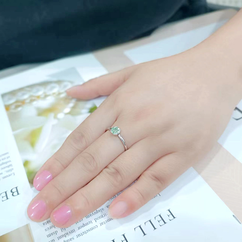 LO4767 - Rhodium Brass Ring with Top Grade Crystal in Peridot-2