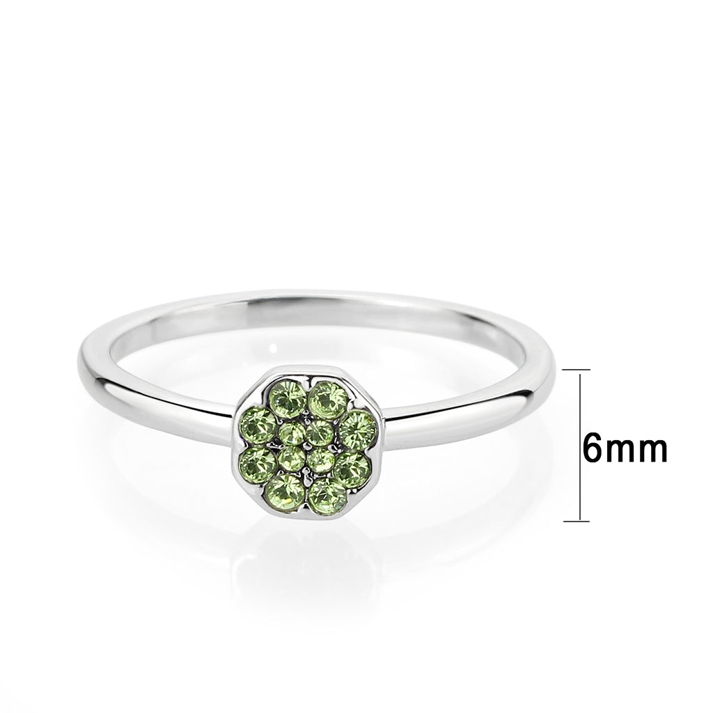 LO4767 - Rhodium Brass Ring with Top Grade Crystal in Peridot-1