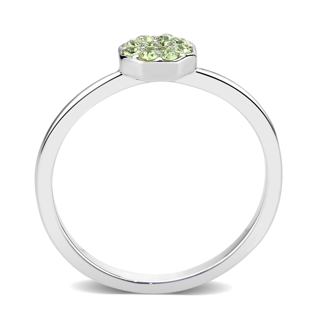 LO4767 - Rhodium Brass Ring with Top Grade Crystal in Peridot-3