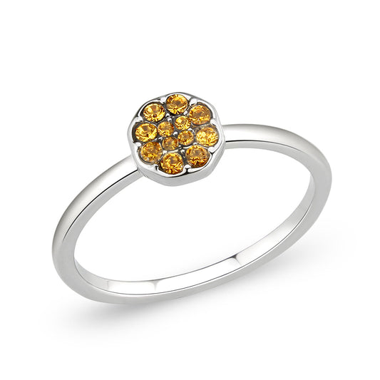LO4770 - Rhodium Brass Ring with Top Grade Crystal in Topaz-0