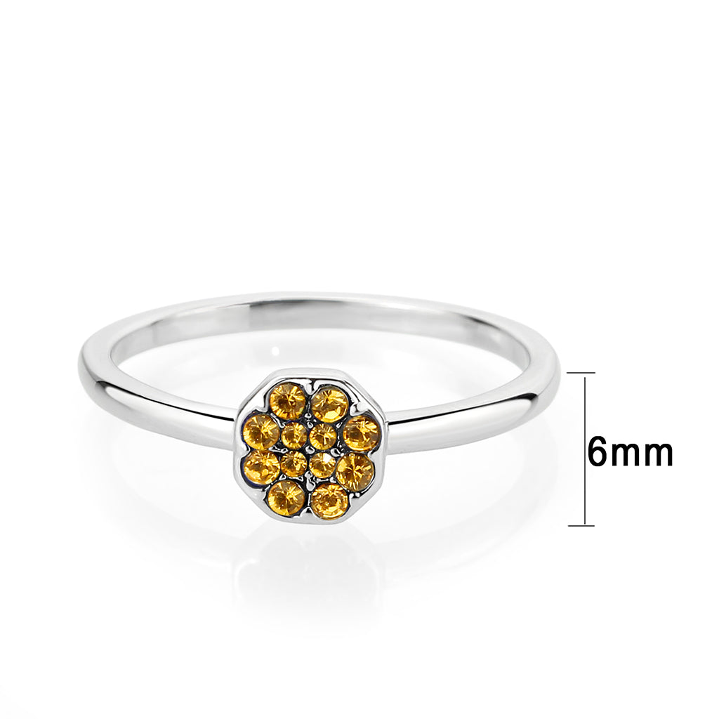 LO4770 - Rhodium Brass Ring with Top Grade Crystal in Topaz-1