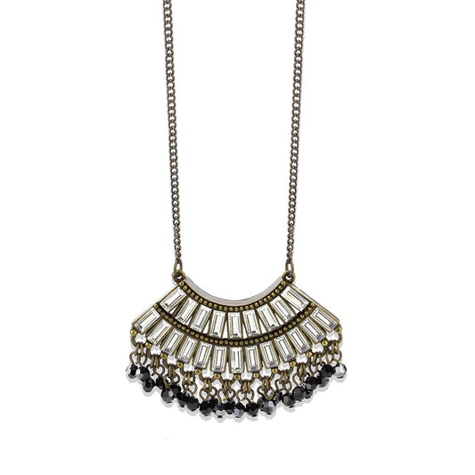 LO4772 - Antique Tone Brass Chain Pendant with Top Grade Crystal in Clear-0